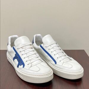 Salvatore Ferragamo White Sneakers with Blue Detail